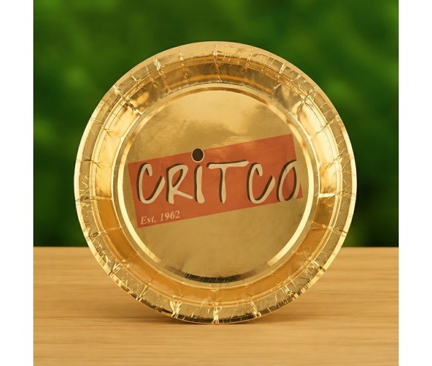 7 inch Metalic Gold Paper Plate  - Pack of 10Pcs