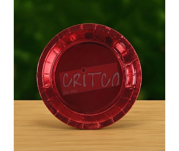 9 inch Metalic Red Paper Plate  - Pack of 10Pcs