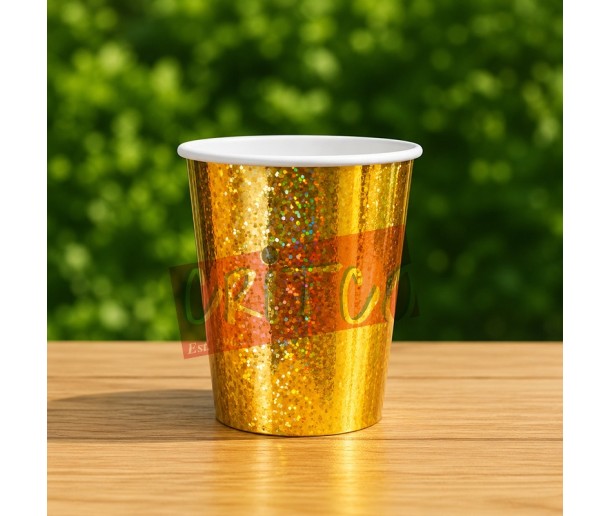 250ml Paper Cup - Shiny Gold (Pack of 10Pcs)