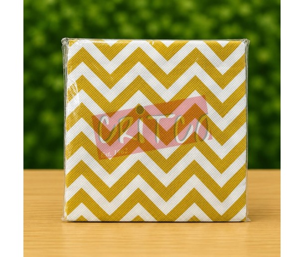 Paper Serviette Stripe Gold (Pack of 20Sheets)