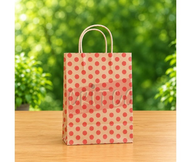 10.8x8.5x4 In Printed Dot Bag With Handle - Small