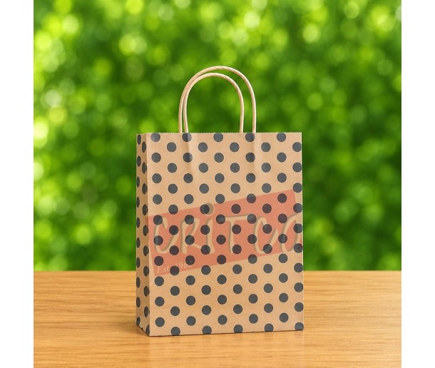 15.8x8.5x5 In Printed Dot Bag With Handle - Large