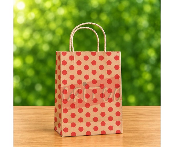 12.5x9.5x4 In Printed Dot Bag With Handle - Medium
