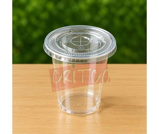 12oz Juice Cup Crystal Clear Pet With Flat Lid...