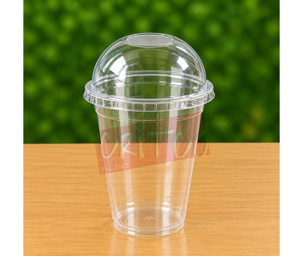 16oz Juice Cup Crystal Clear Pet With Dome Lid...