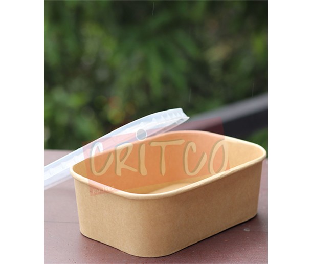 750ml Food Container-Kraft-Rect w/PP Lid