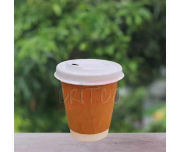 8oz DW Paper Cup-Kraft w/Compost Sip Lid