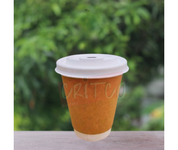 12oz DW Paper Cup-Kraft w/Compost Sip Lid