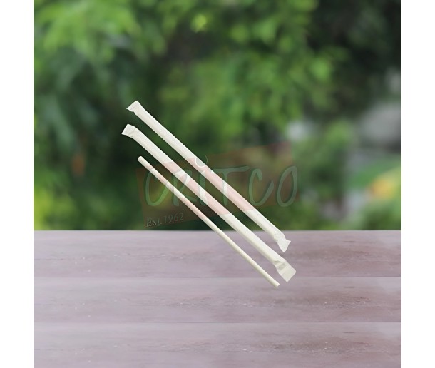 8x12mm Paper Straw-White-Single Wrapped (50pcs...