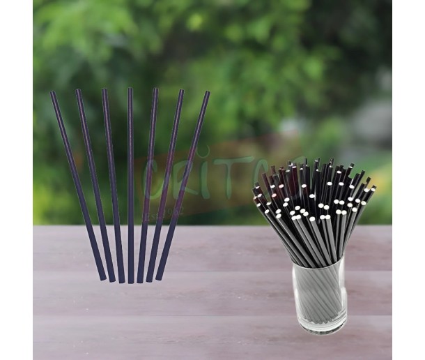8x8mm Paper Straw-Black-Single Wrapped (100Pcs)