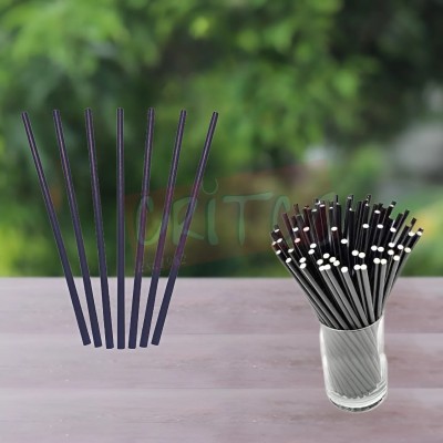 8x8mm Paper Straw-Black-Single Wrapped (100Pcs)
