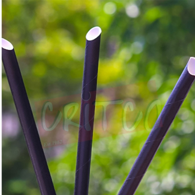 8x8mm Paper Straw-Black-Single Wrapped (100Pcs)