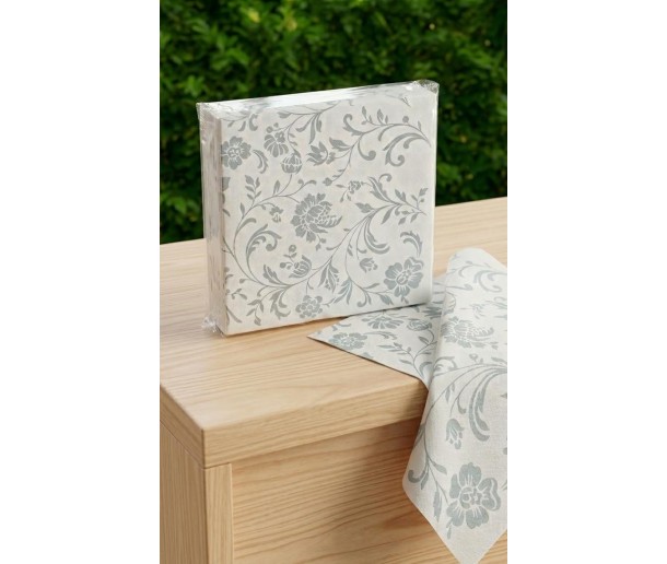 Paper serviette Floral Grey  (Pack of 20sheets)